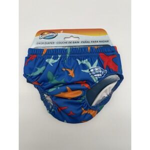SwimWays Baby Swim Diaper Shark Print Small 6+ Months 13-18 lbs UPF 50 Reusable